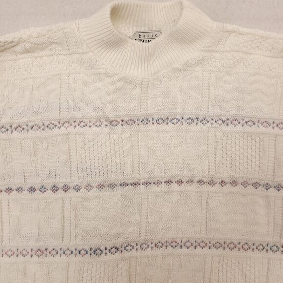 Basic Editions Long Sleeve Cotton Sweater Womens Size Large L White - Picture 1 of 10